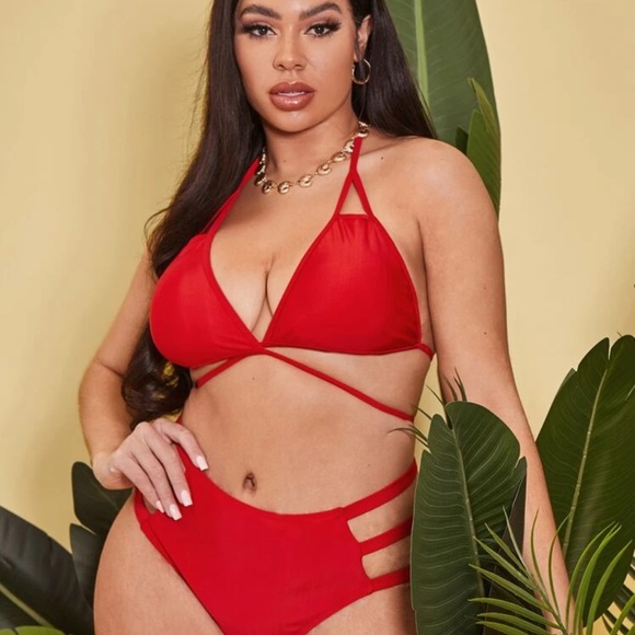 NWT Size 3X Red High Waisted Bikini - Picture 5 of 8
